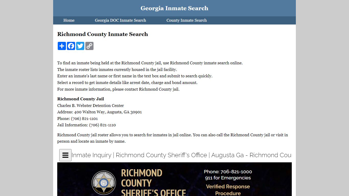 Richmond County Inmate Search