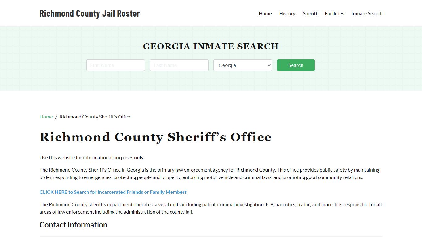 Richmond County Sheriff Office, GA, Arrest Warrants Search